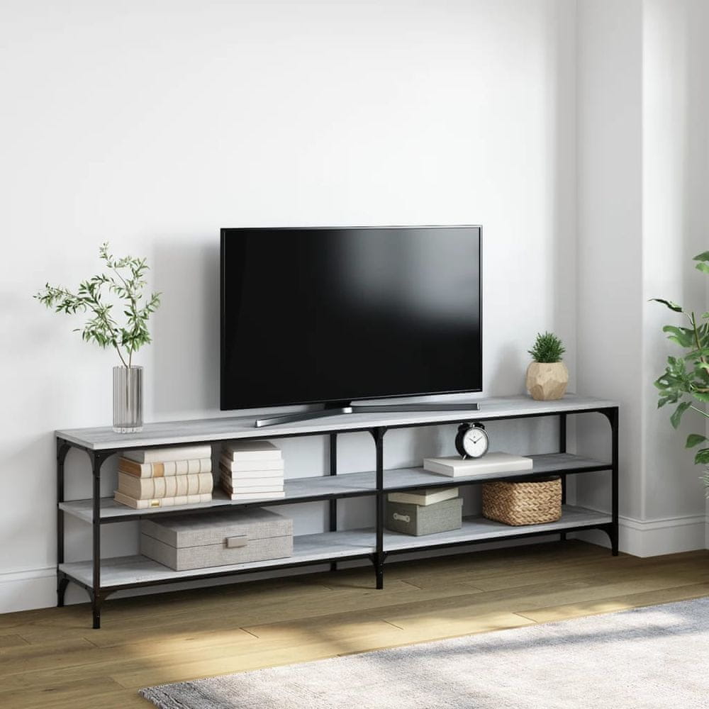 Vidaxl TV skrinka sivý dub sonoma 180x30x50 cm kompozitné drevo a kov